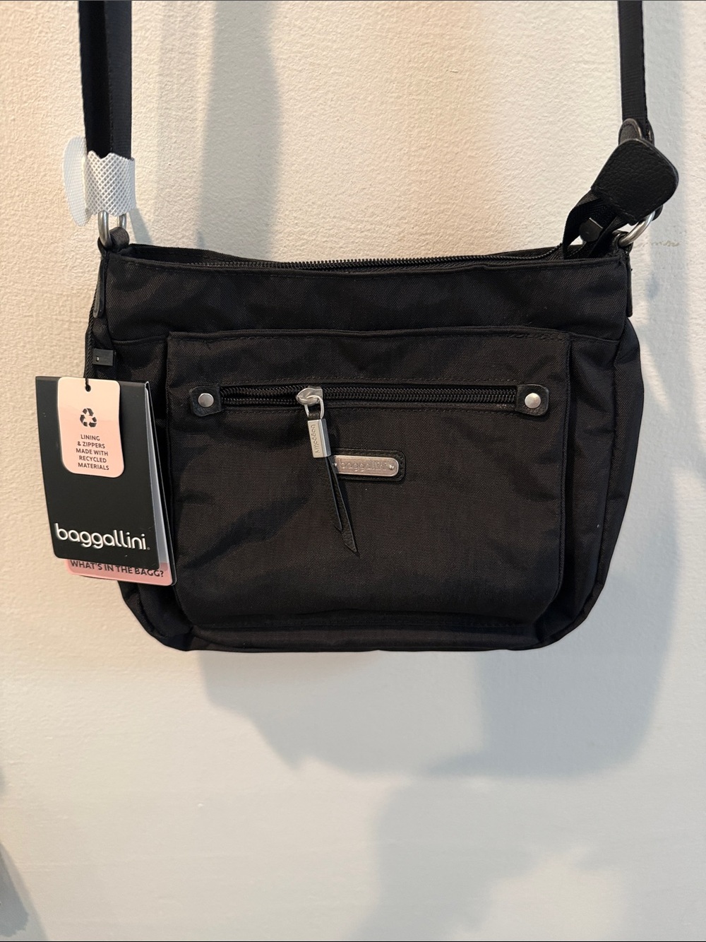 Baggallini Black Lightweight Crossbody with Front Zip Pocket